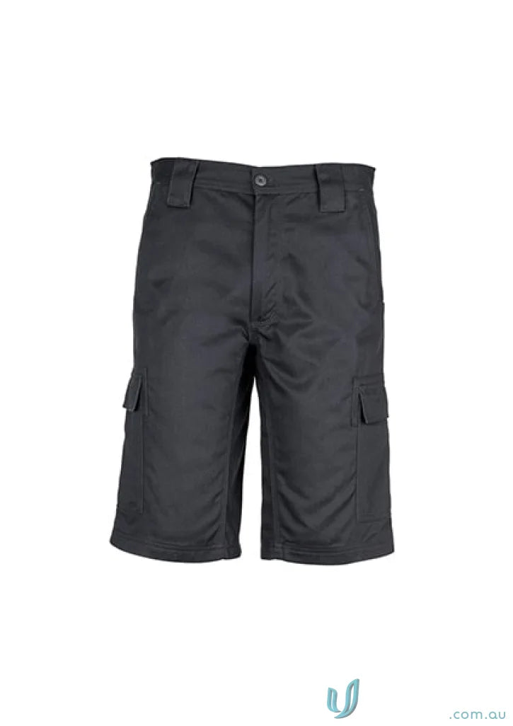 Black Black cargo shorts from Syzmik Mens Midweight Drill Cargo Short ZW012