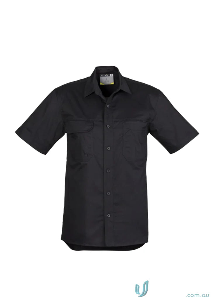 Black Syzmik Mens Lightweight Tradie Short Sleeve Shirt SW120 for work comfort