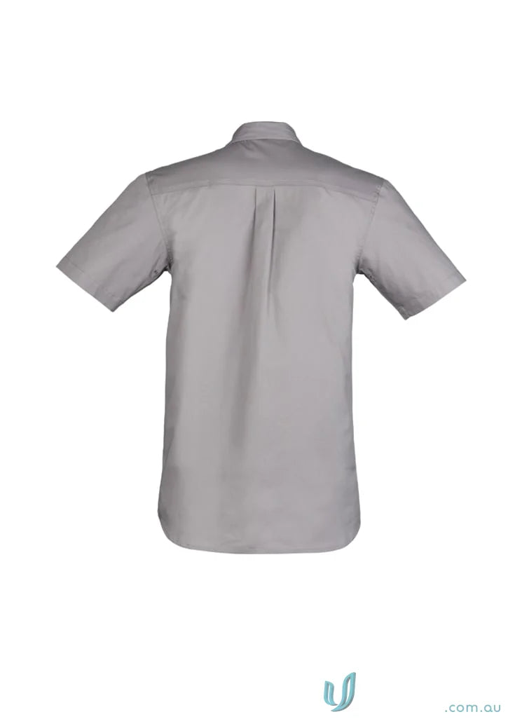 Gray syzmik mens lightweight tradie short sleeve shirt zw120 for work and casual wear