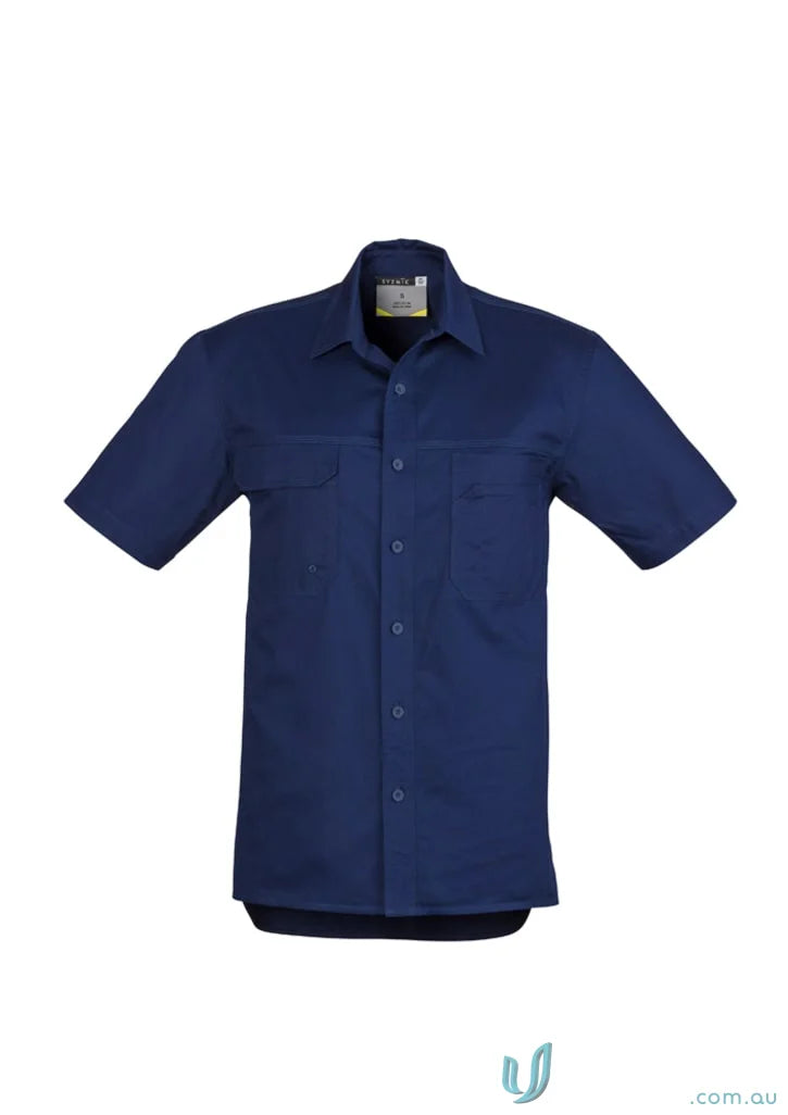 Navy blue Syzmik mens lightweight tradie short sleeve shirt zw120