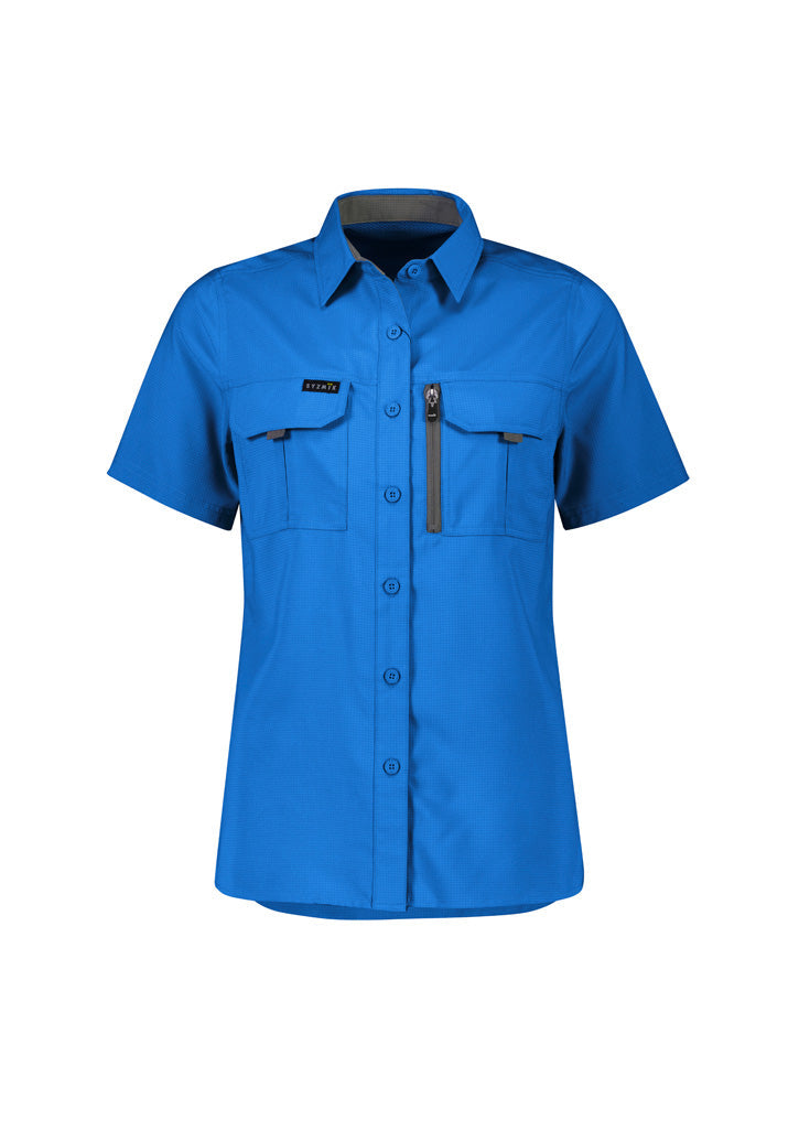 Syzmik Outdoor Ladies bright blue SS shirt with chest pockets