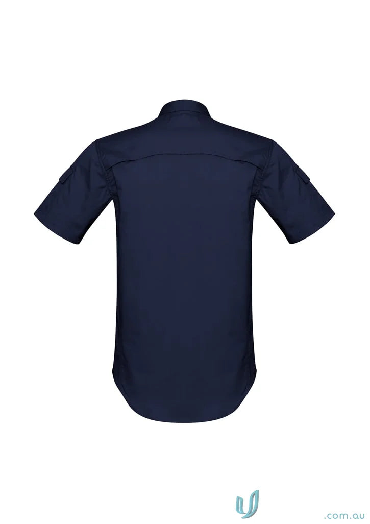 Navy blue Syzmik men’s rugged cooling short sleeve shirt zw405 for outdoor wear