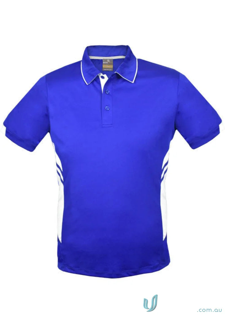 Blue and white Tasman Polo shirt perfect for uniforms and workwear casual style