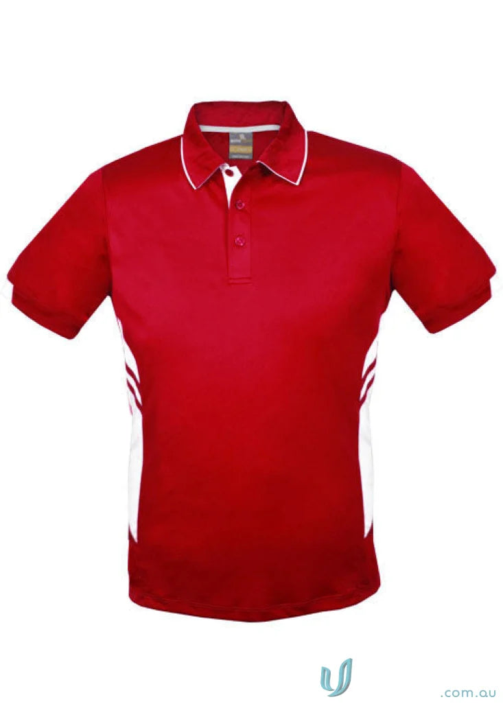 Red and white Tasman Polo shirt perfect for uniforms or workwear casual style