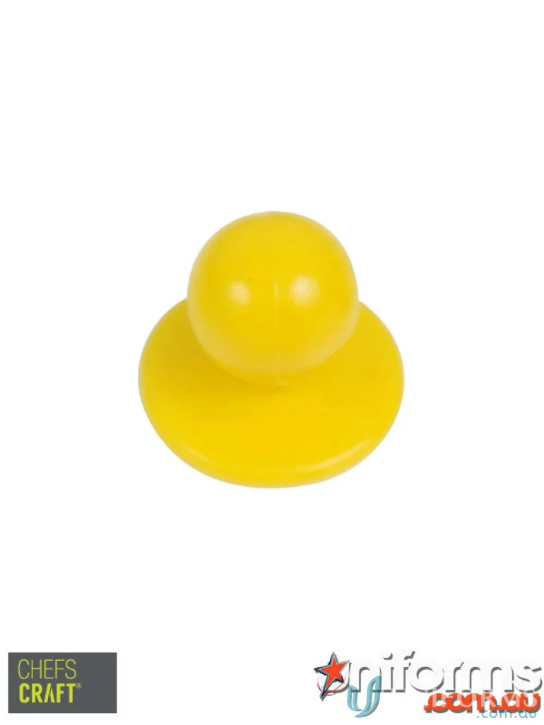 Yellow plastic duck handle for pack chef buttons, perfect for kitchen managers uniforms