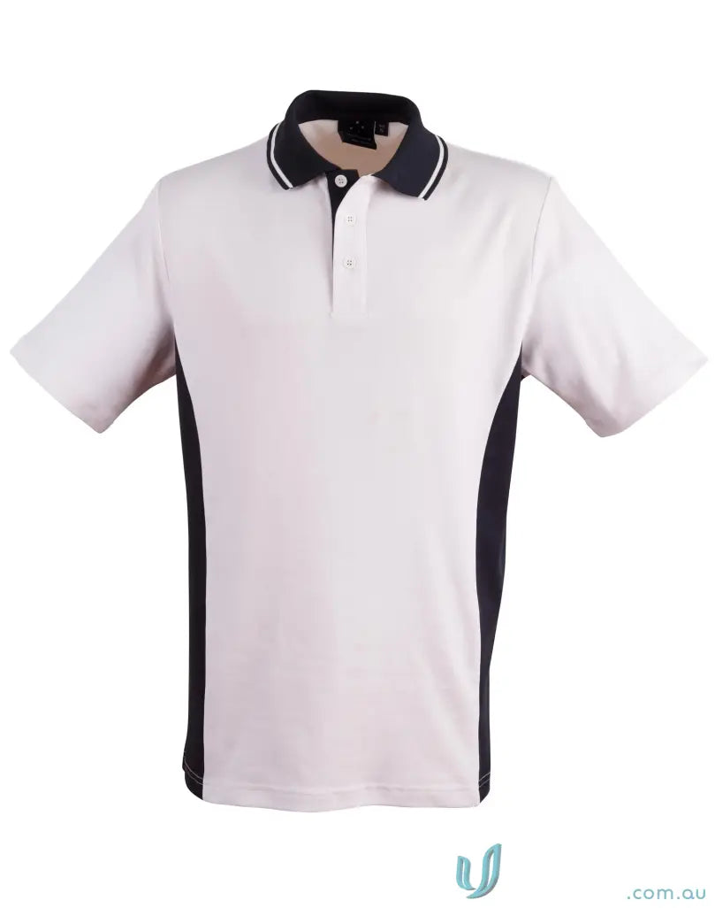 White and navy contrast short sleeve polo from Team Mate Polo, stylish Truedry Contrast Short