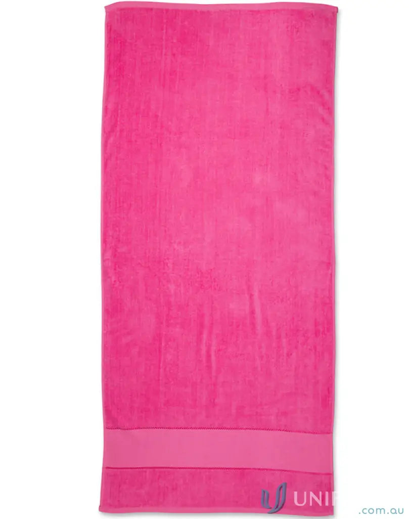 Pink plush towel from Terry Velour Beach Towel collection, soft velour beach towel