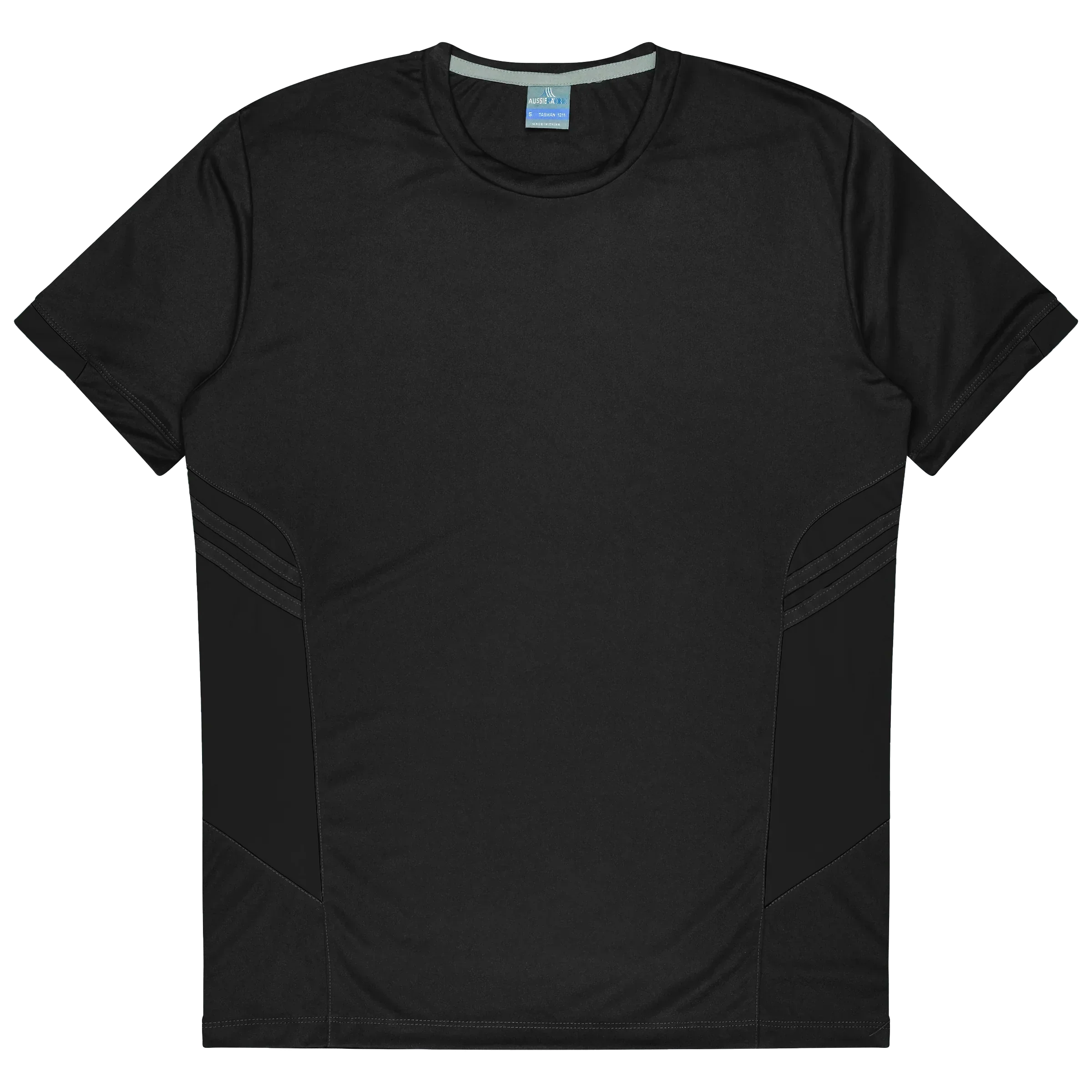 Thames Dark Tee black athletic shirt with gray side panels for workwear
