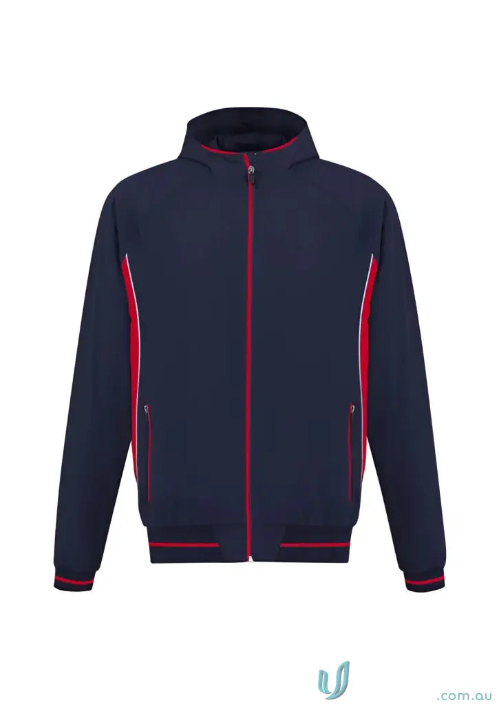 Titan Jacket J920M navy blue full-zip track jacket with red and white stripes