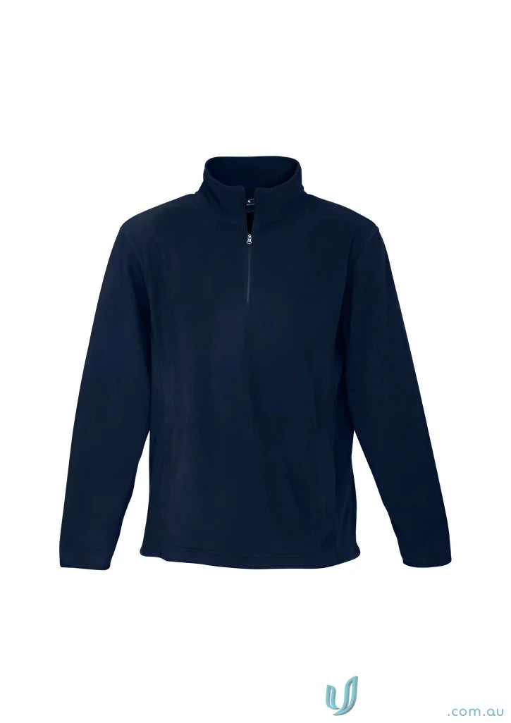 Dark blue Trinity Half Zip fleece pullover with concealed pockets from Biz Collection Trinity