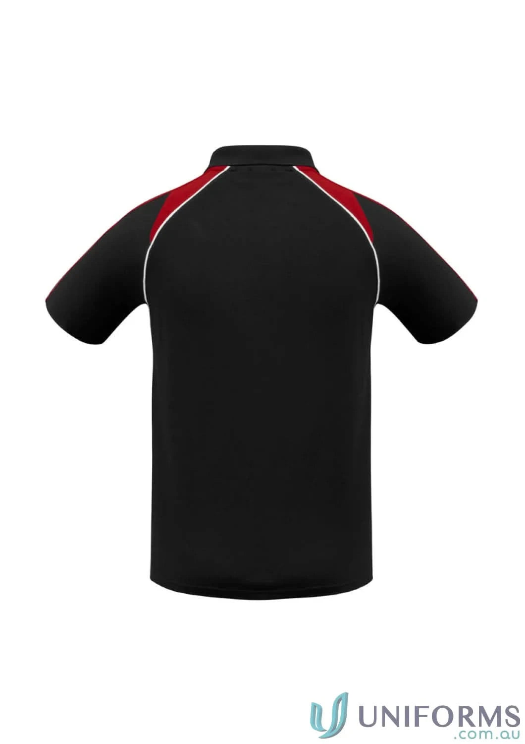 Black p225ms mens Triton Polo short sleeve with red contrast shoulder panels