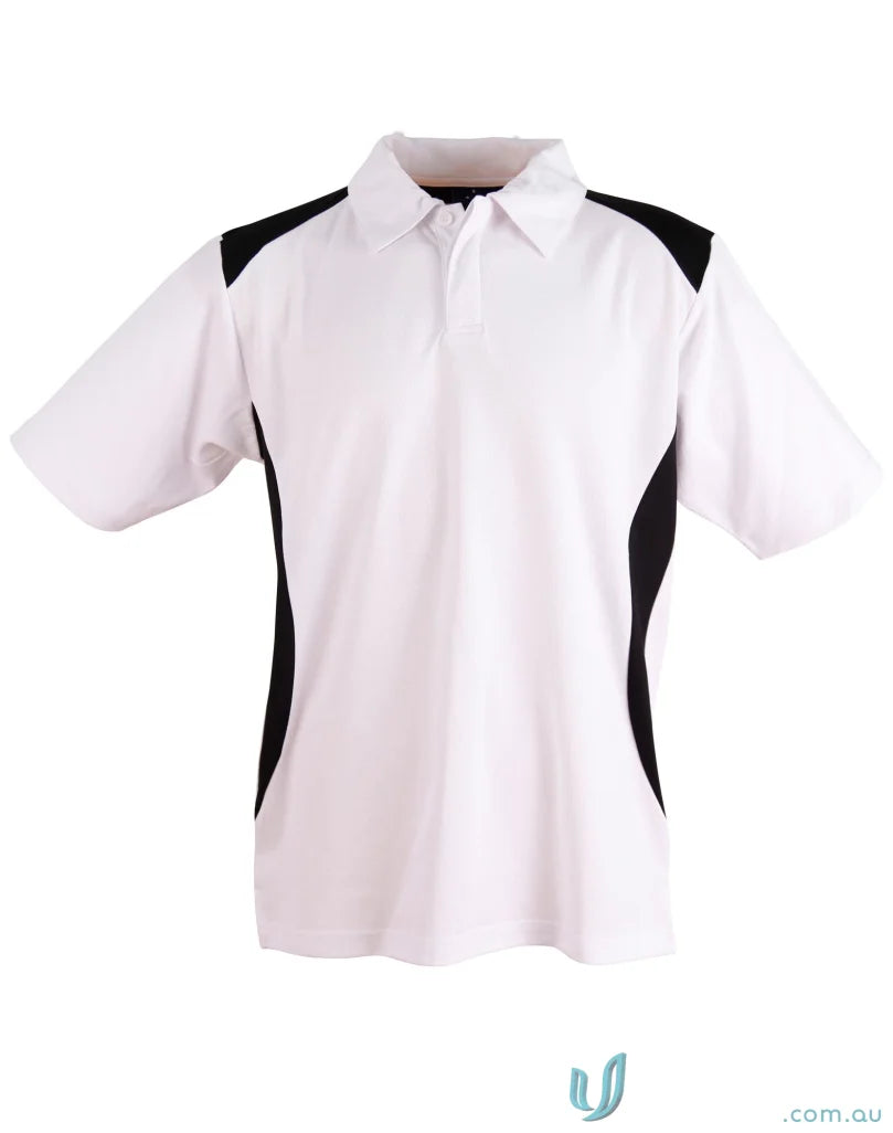 Winning Spirit PS31 TrueDry Contrast Polo in White/Black