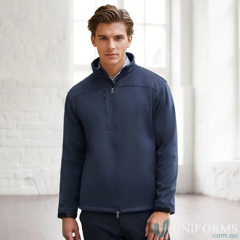 Man in Biz Collection Mens U:Tech SoftShell Jacket with Biz Tech fabric, J3880 style