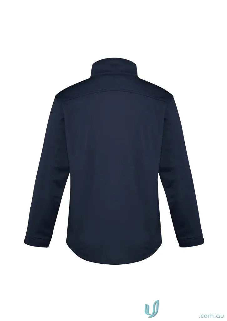 Navy blue Biz Collection mens Softshell Jacket J3880 with Biz Tech fabric and stand-up collar