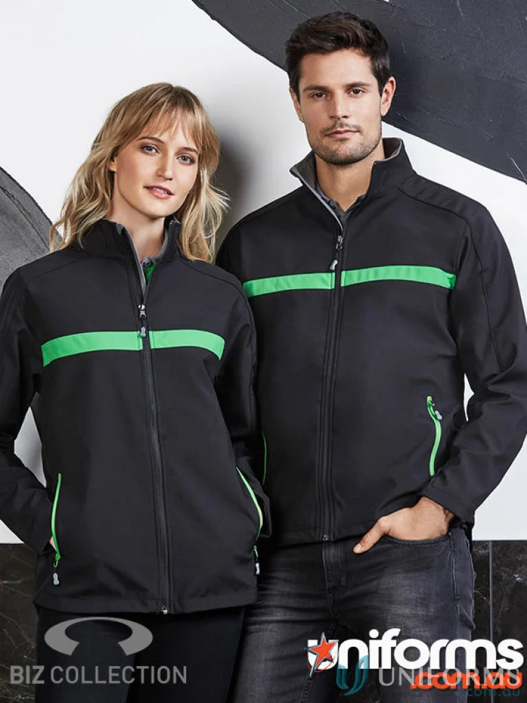 Unisex Charger Jacket J510M with black and green accents from Biz Collection Unisex