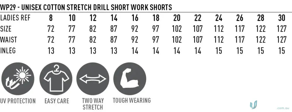 Planett womens cotton stretch cuffed short workwear in wp29 unisex cotton stretch drill fabric for durable uniforms