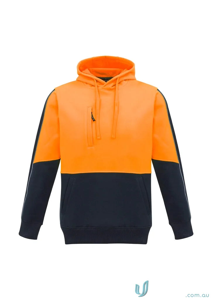 Orange and navy blue vis pullover hoodie from Syzmik Unisex Hi Vis Pullover Hoodie