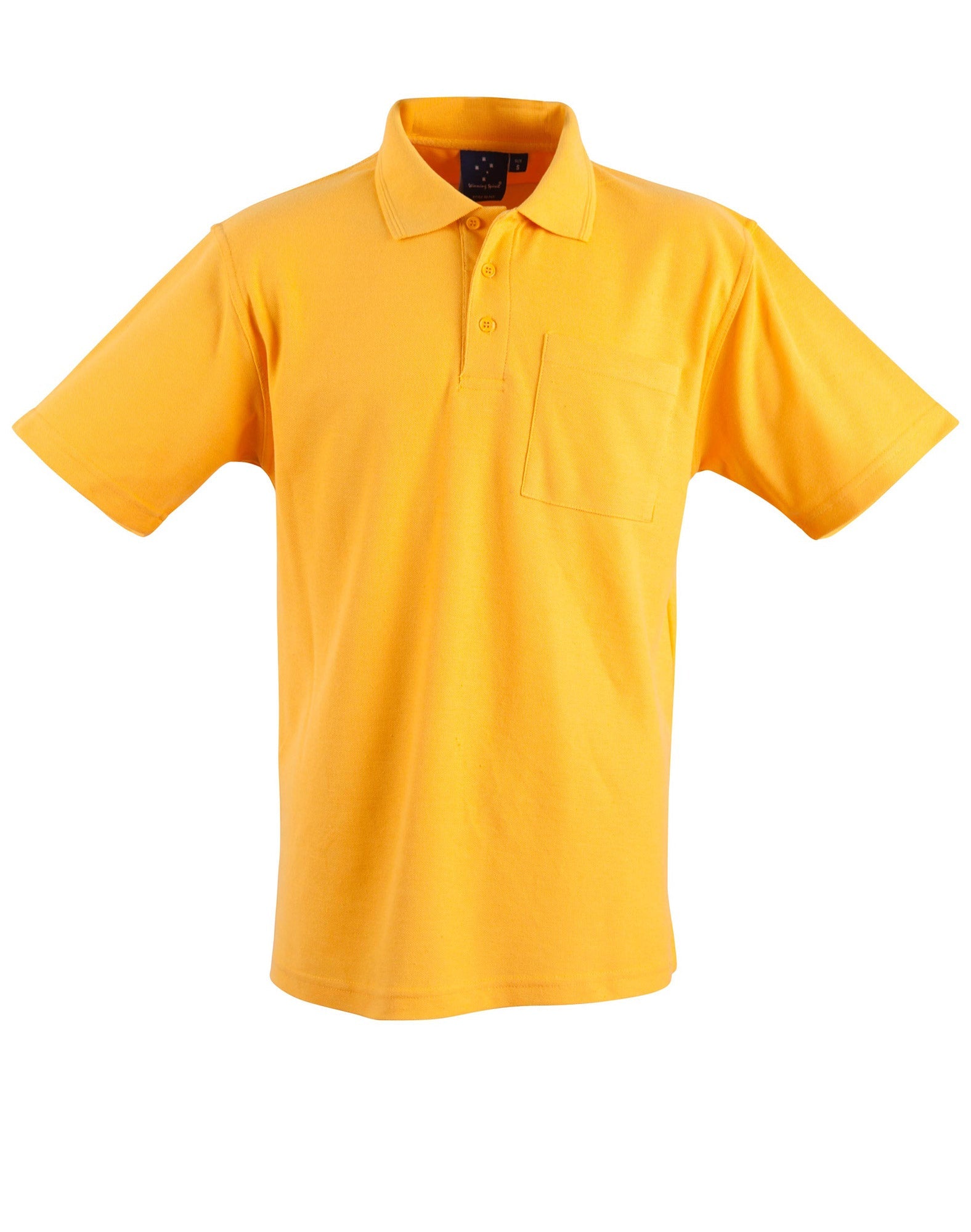Bright yellow ps41 pocket polo, Winning Spirit Unisex with taped neck seam