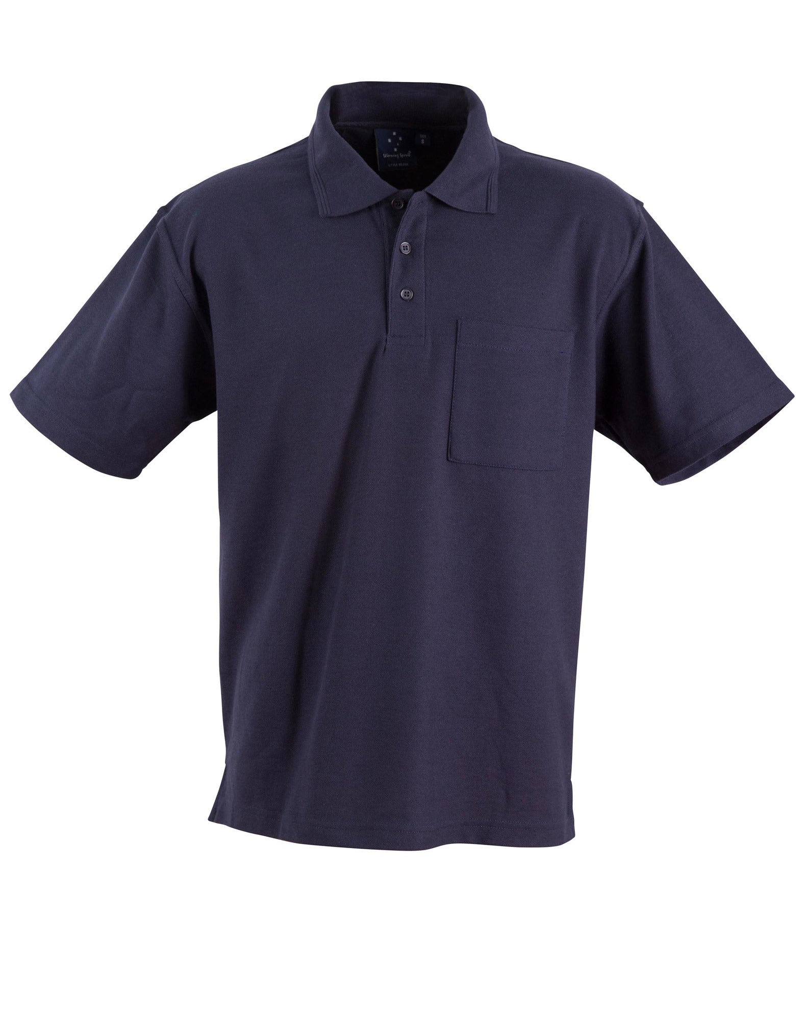 Dark navy ps41 pocket polo by Winning Spirit Unisex, taped neck seam