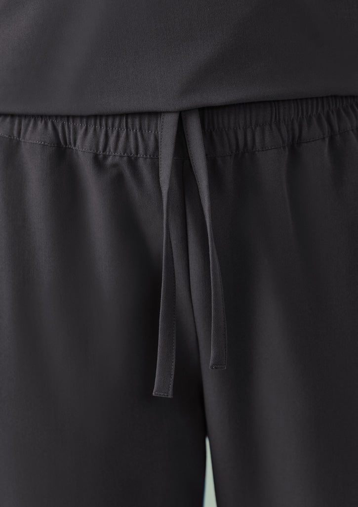 Unisex Pulse straight leg scrub pant in black with drawstring waist