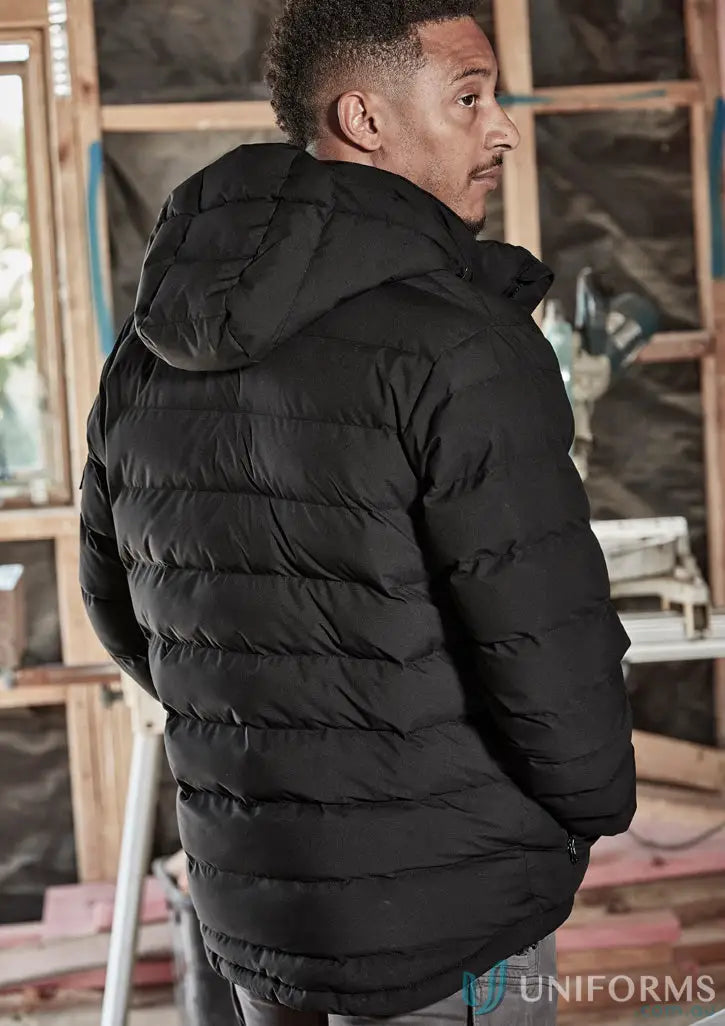 Black black hooded puffer jacket from Unisex Streetworx Hooded Puffer Jacket collection