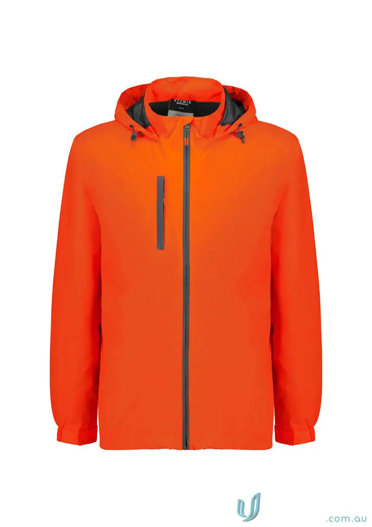 Orange hooded packable rain jacket from Unisex Super Light Rain collection, ultra-light zj260