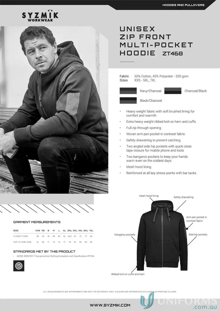 Unisex multi pocket hoodie, perfect for hardworking heroes with stress points concern