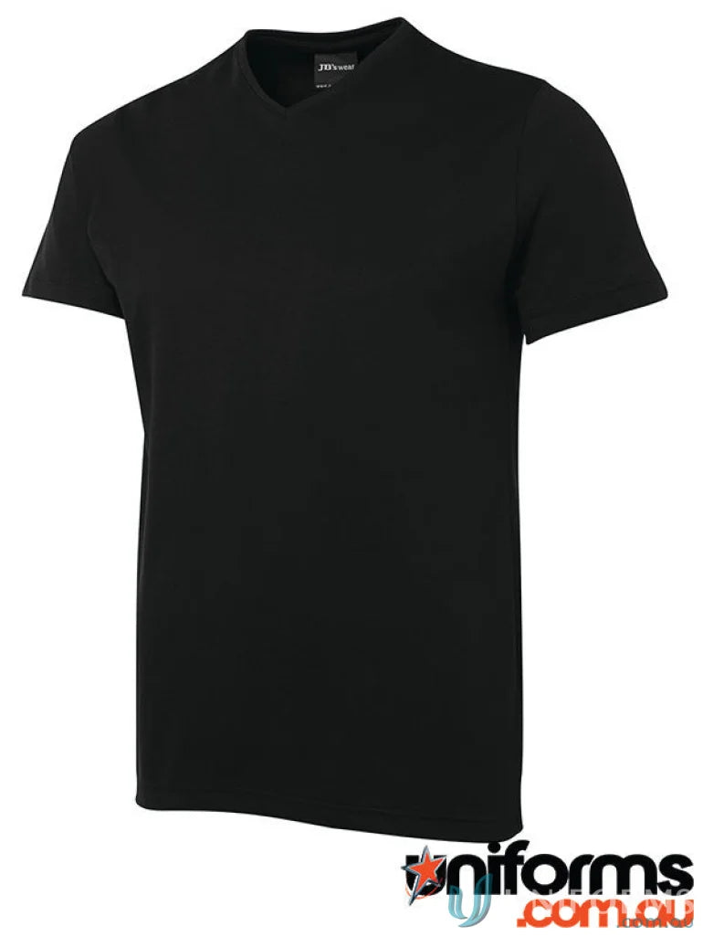 Black V-neck T-shirt from 1VT JBs Wear in ring-spun jersey knit, 190gsm fabric