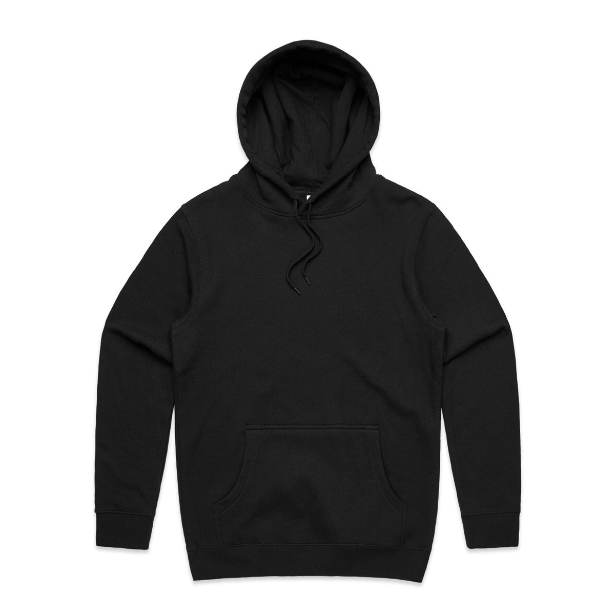 Black hooded sweatshirt.