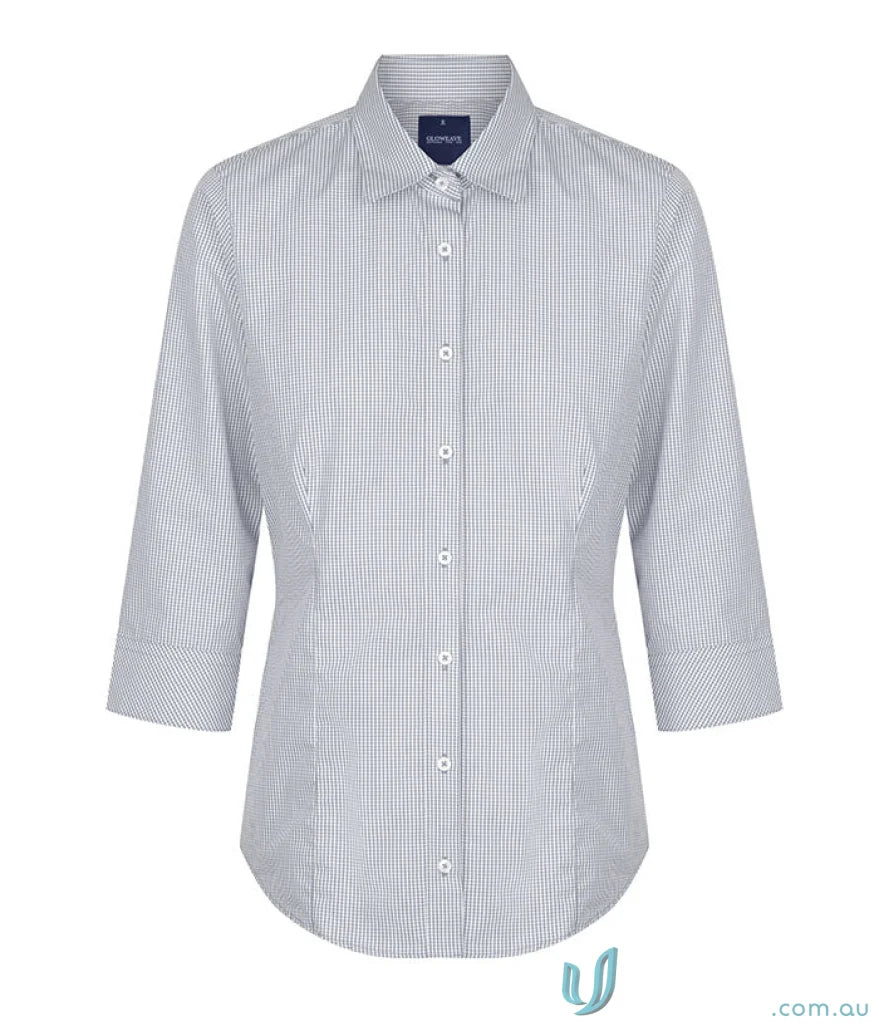 Westgarth Gingham 3Q Shirt with stripes, easy iron for uniforms and silk protein style