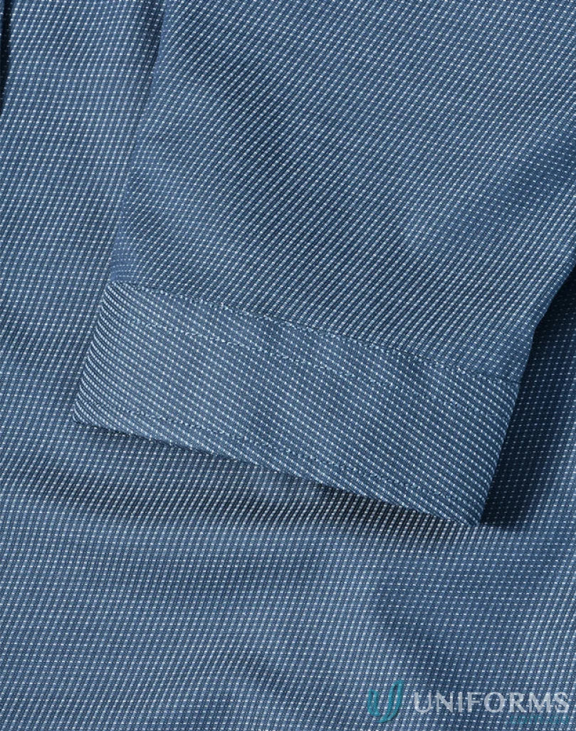 Blue chambray shirt sleeve with dot jacquard pattern for Winning Spirit Ascot Ladies