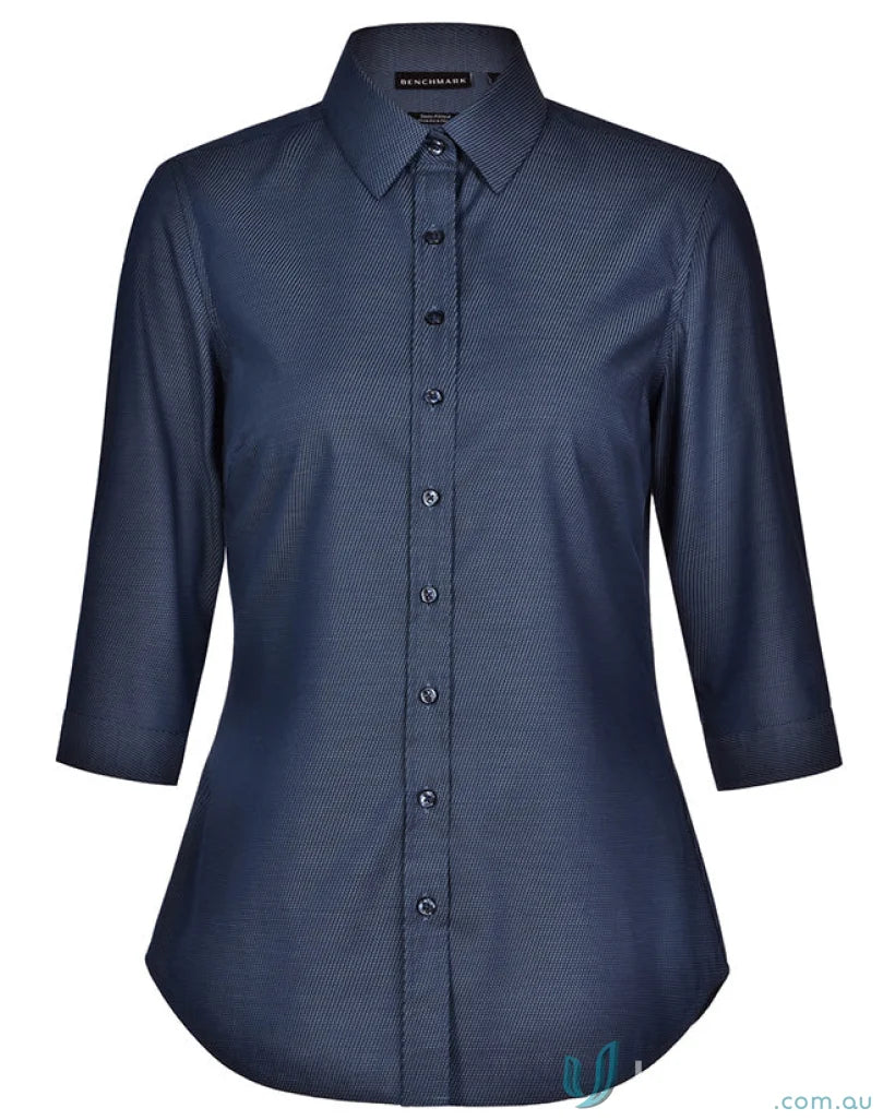 Navy blue dot jacquard ascot ladies shirt from Winning Spirit Ascot collection