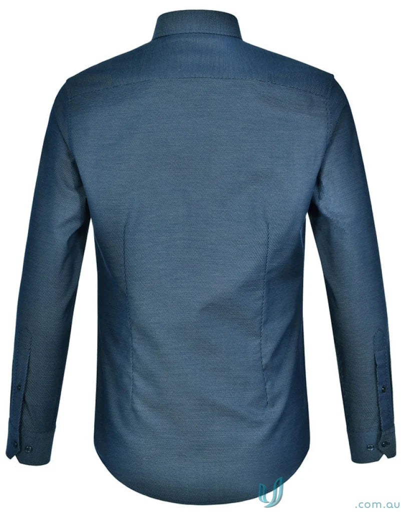 Blue long-sleeved jacquard stretch shirt from Winning Spirit Ascot Men’s Long collection