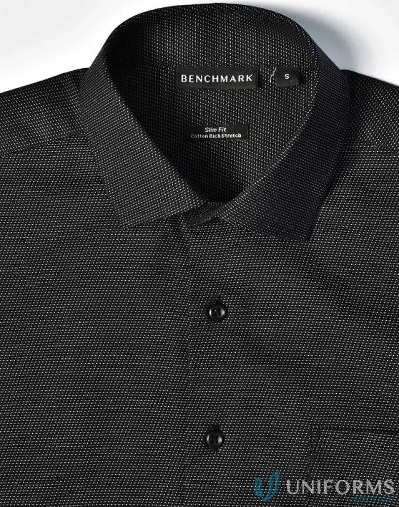 Black dot jacquard shirt from Winning Spirit Ascot Short Sleeve collection for men