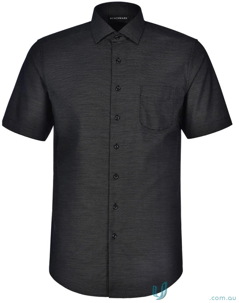 Black black short-sleeved dot jacquard shirt from Winning Spirit Ascot Men’s Short collection