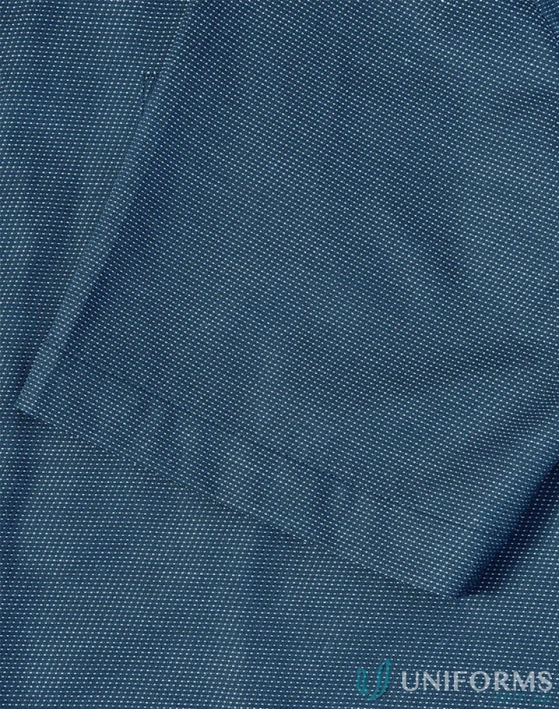Blue patterned fabric on Winning Spirit Ascot Short Sleeve Dot Jacquard Stretch Shirt for men