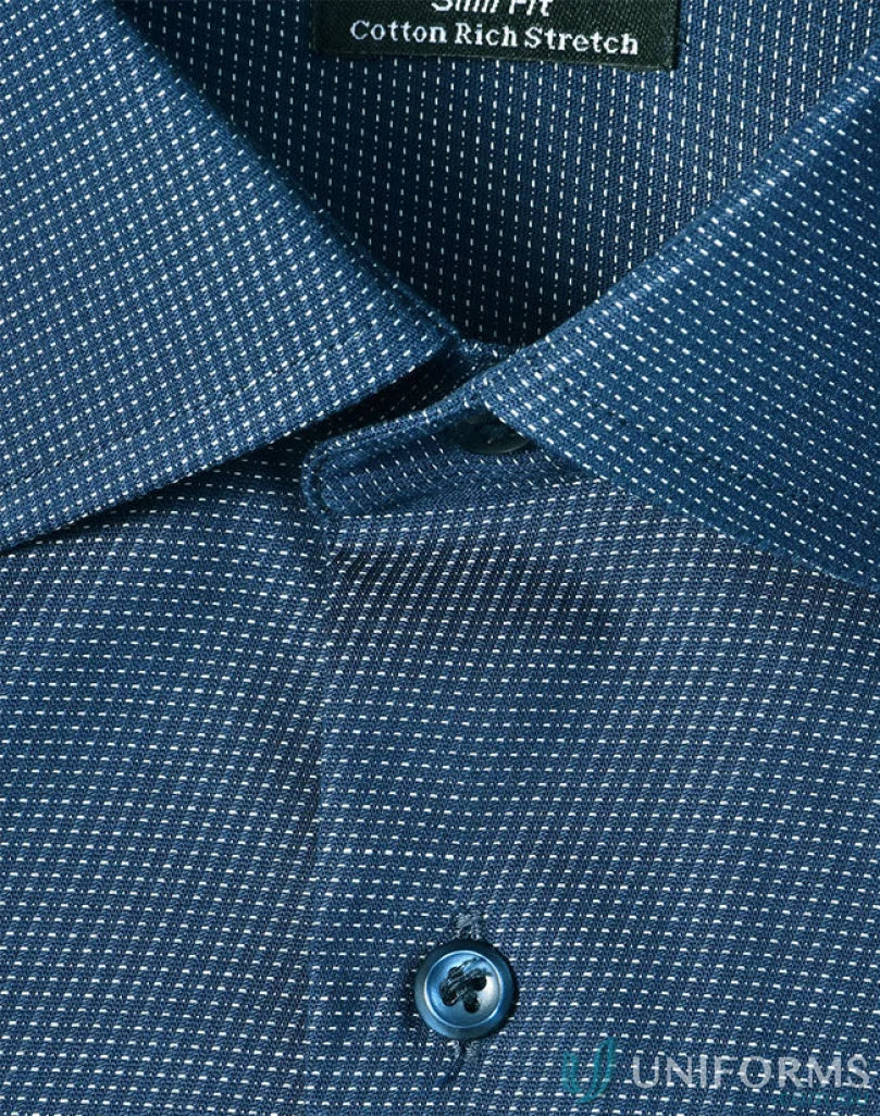Blue dot jacquard shirt from Winning Spirit Ascot Short Sleeve Dot Jacquard Stretch Shirt