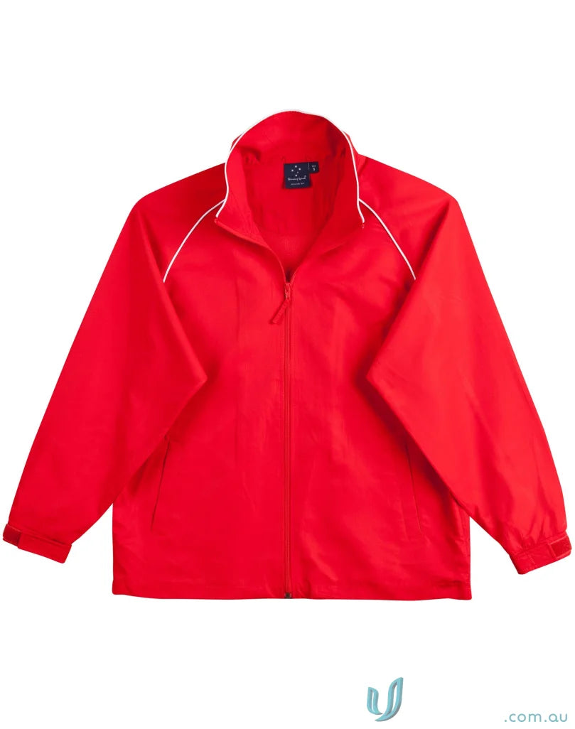 Red zip-up Winning Spirit Track Jacket, unisex Champions champion track jacket style