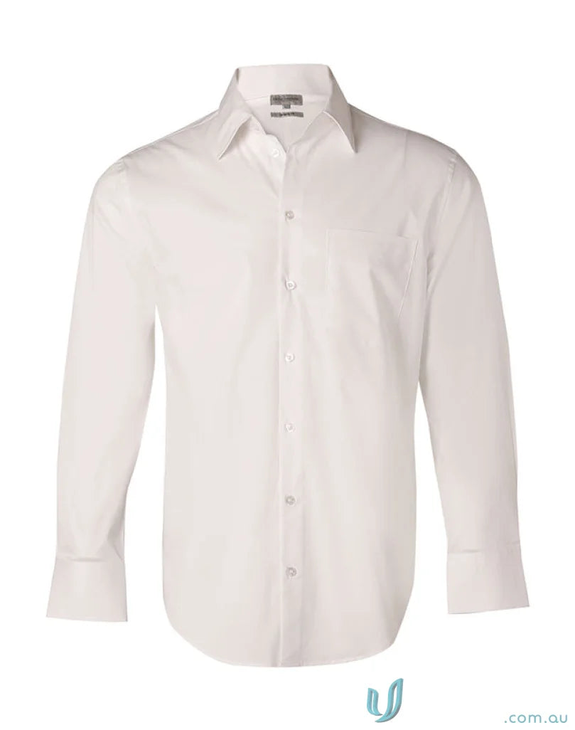 White Winning Spirit stretch long sleeve poly stretch long sleeve shirt for men M7020L