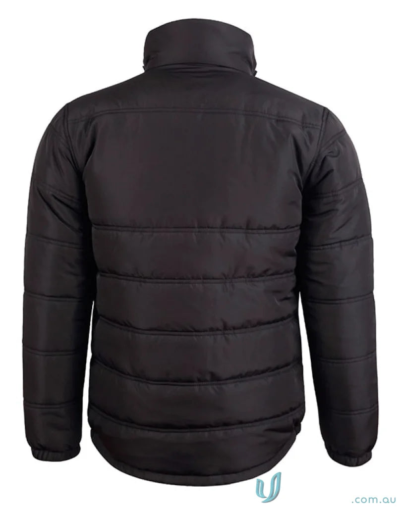 Black puffer jacket from Winning Spirit Everest Jacket collection, perfect as jk48 Everest jacket storm flap workwear solution