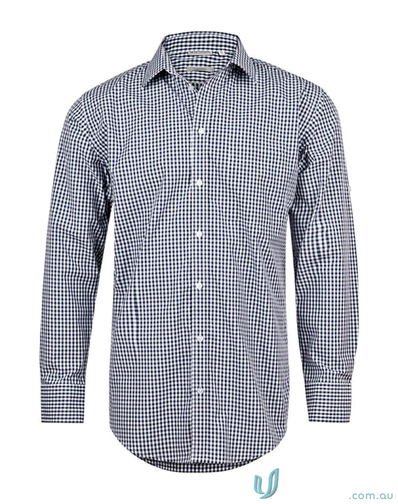 Mens gingham check long-sleeved shirt from Winning Spirit Gingham Roll Up LS Shirt for comfortable workwear