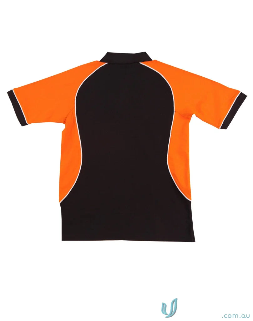 Winning Spirit Ladies Arena Polo shirt in orange and black made with truedry pique fabric