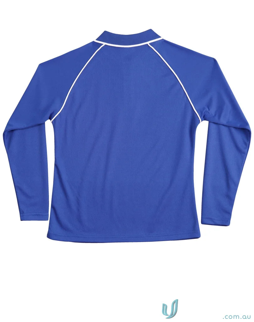 Royal blue ladies champion raglan contrast polo with white piping and cooldry® mesh fabric