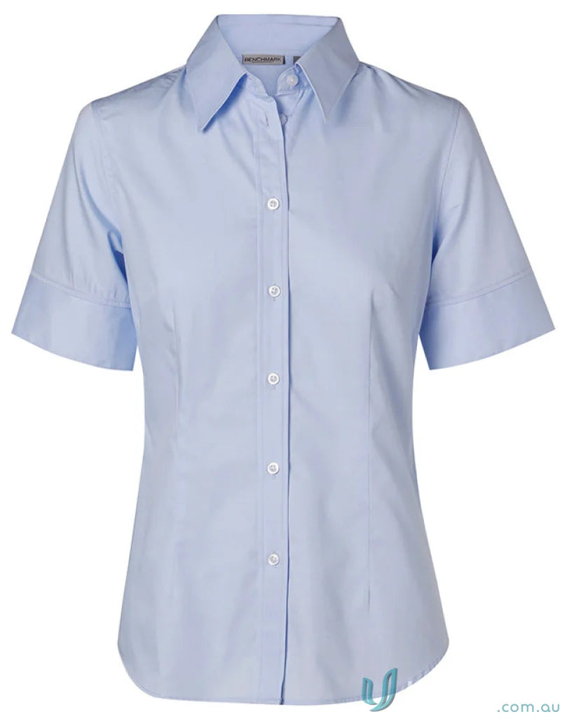 Light blue winning spirit ladies ladys fine twill S/S shirt M8030S for women