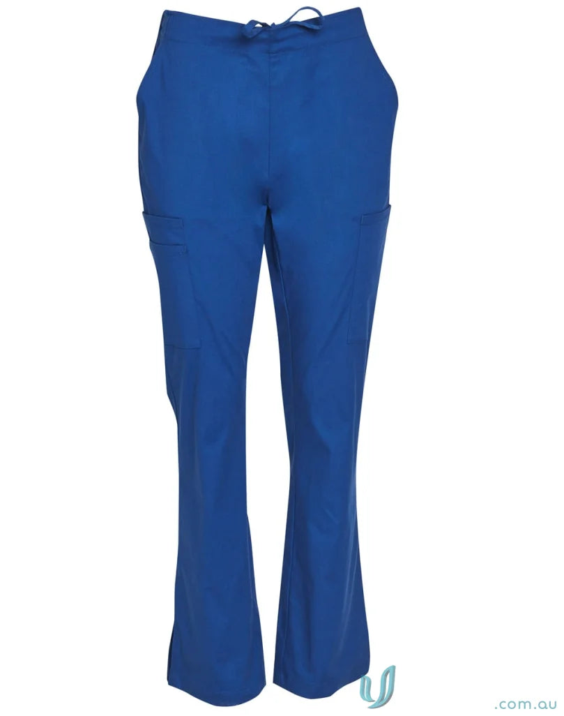 Blue drawstring waist scrub pants from Winning Spirit Ladies with semi-elastic waistcomfortable fit