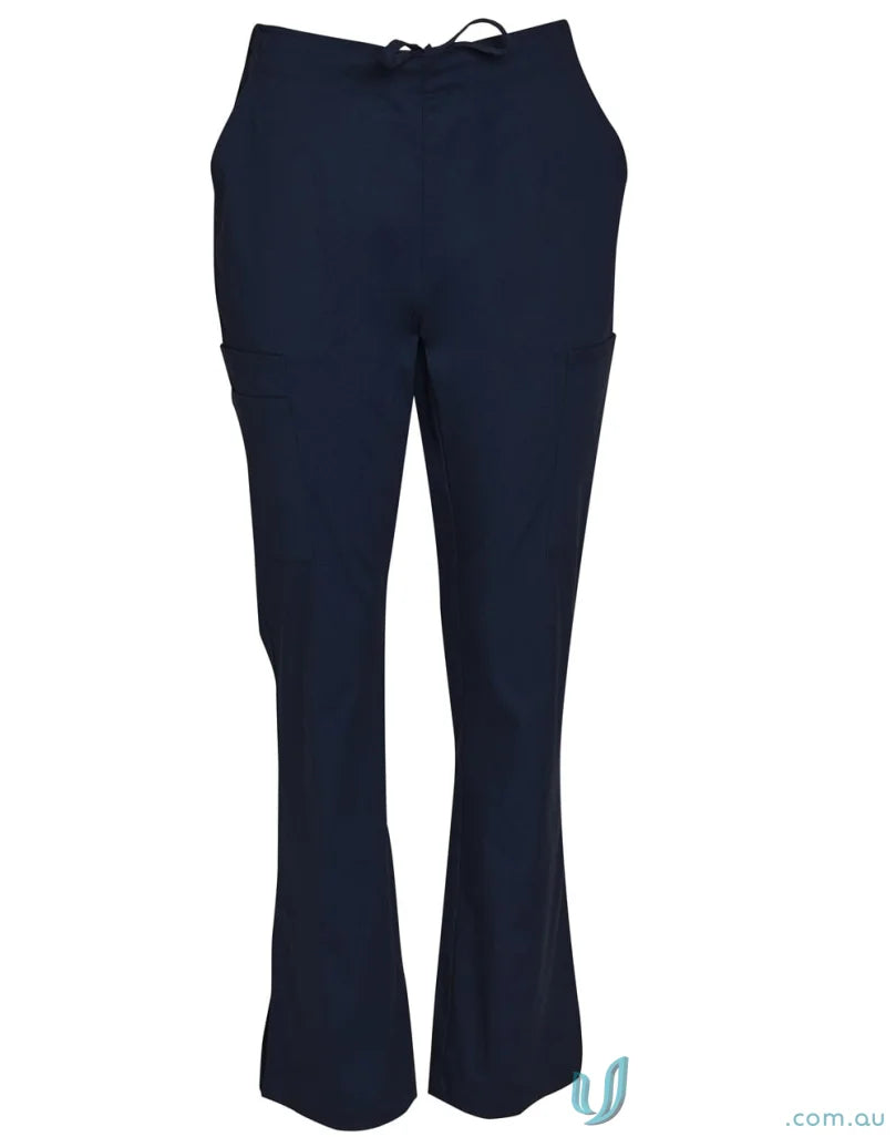 Navy blue Winning Spirit Ladies semi-elastic waist scrub pants with drawstring waist