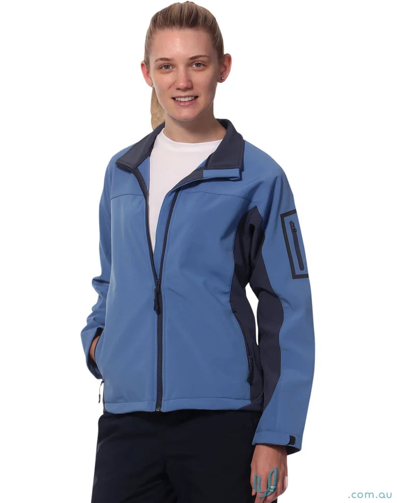 Blue and gray Winning Spirit Ladies Whistler Softshell Jacket for women