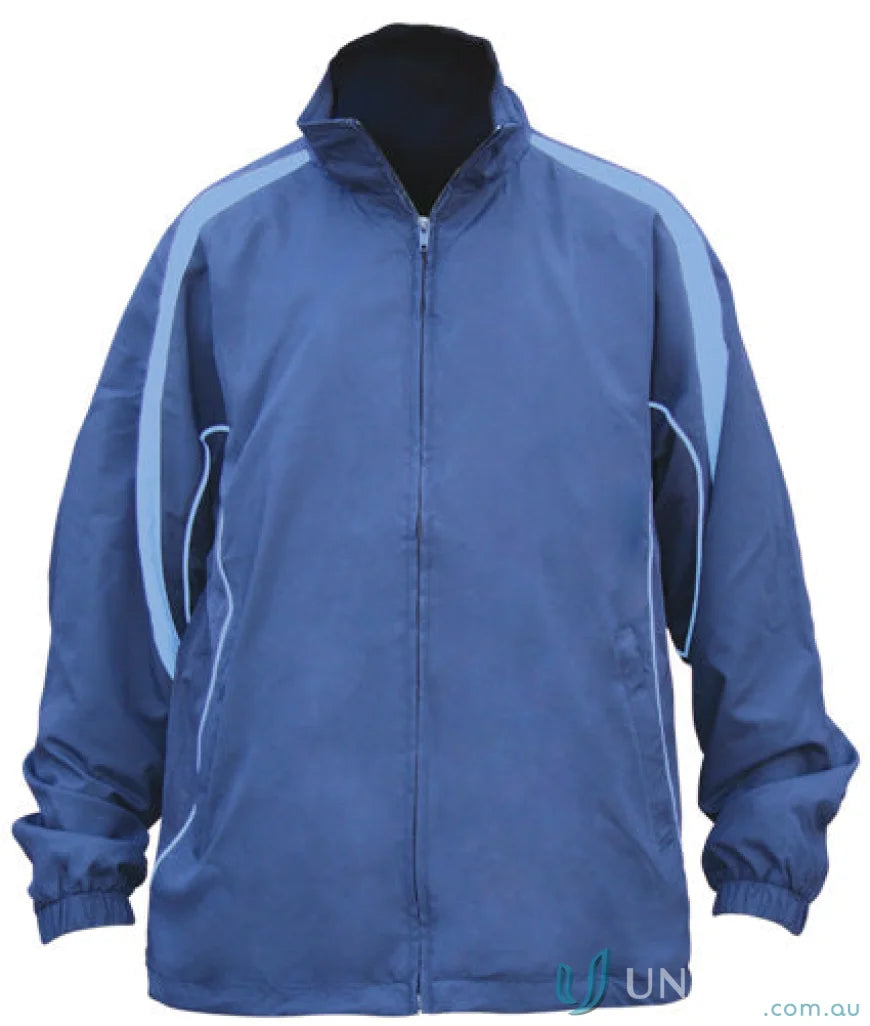 Blue zip-up jacket from Winning Spirit Legend Warm Up Jacket with water-repellent finish