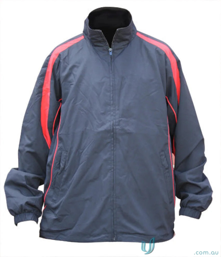 Gray and red Winning Spirit Legend Warm Up Jacket with water-repellent finish for workwear wardrobe