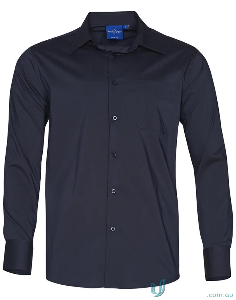 Navy blue mens Teflon executive long sleeve shirt from Winning Spirit Mens Executive LS Shirt